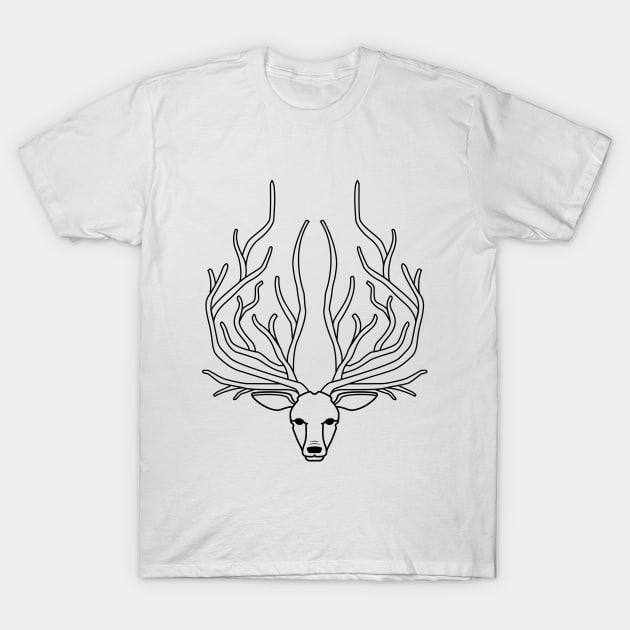 Forest Elk (Black) T-Shirt by Blue Guy